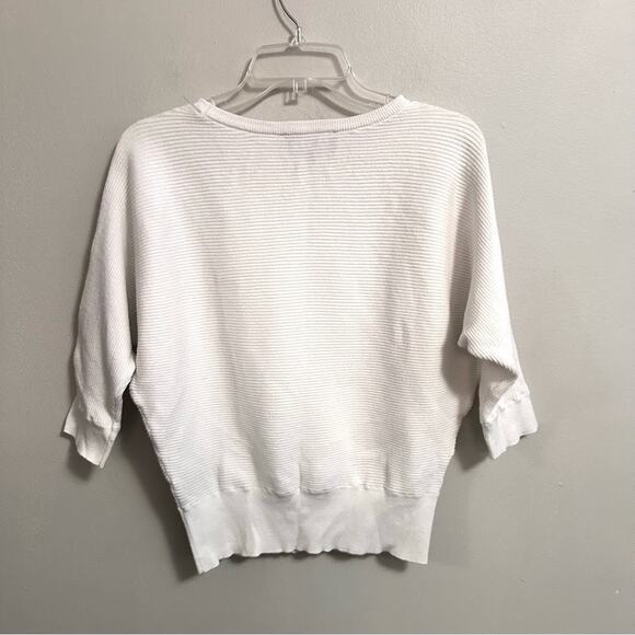Love at First Find Ribbed Crewneck Dolman Shirt White Womens Small - Picture 2 of 5